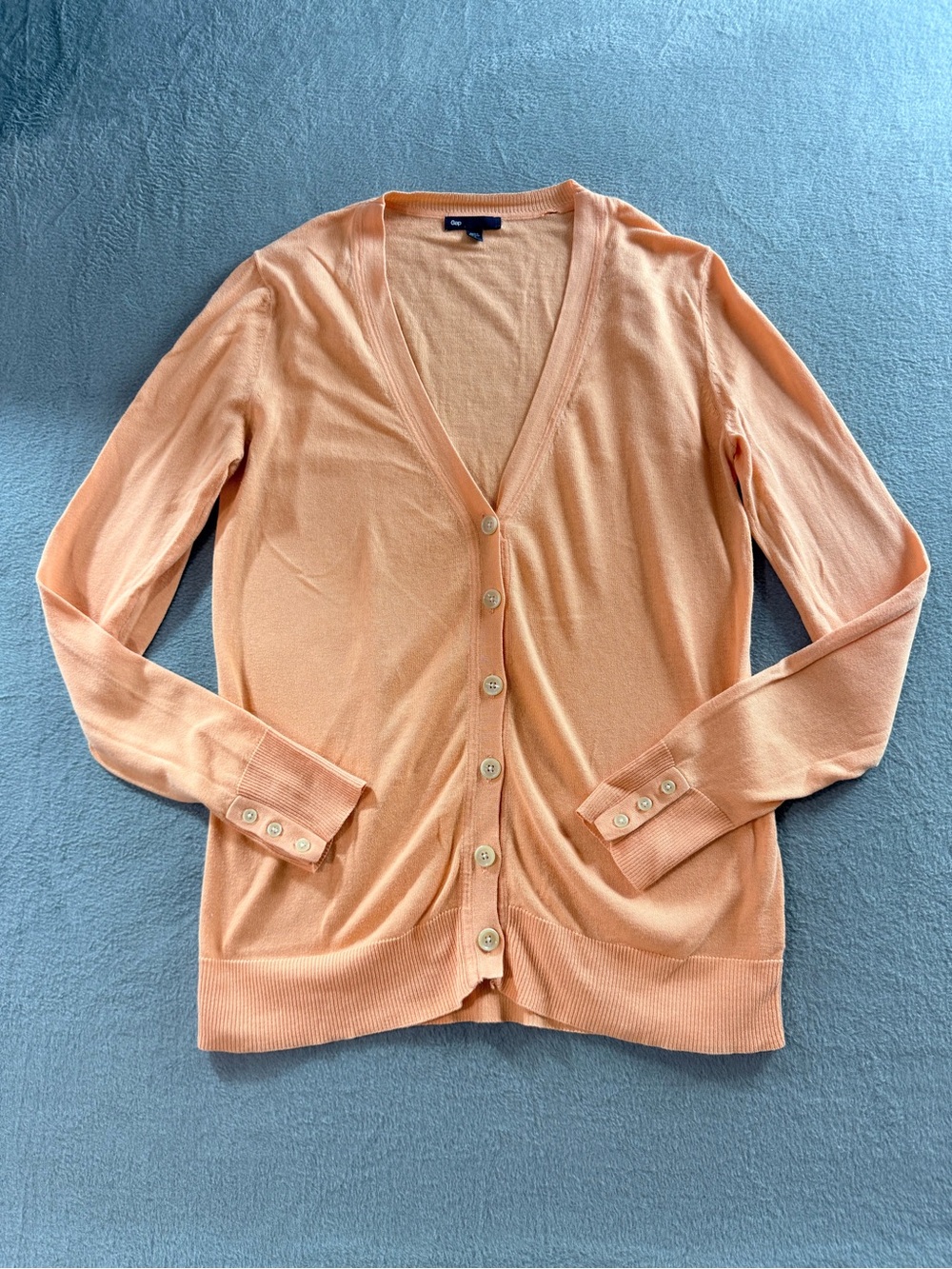 Orange - V-Neck Button Cardigan Sweater